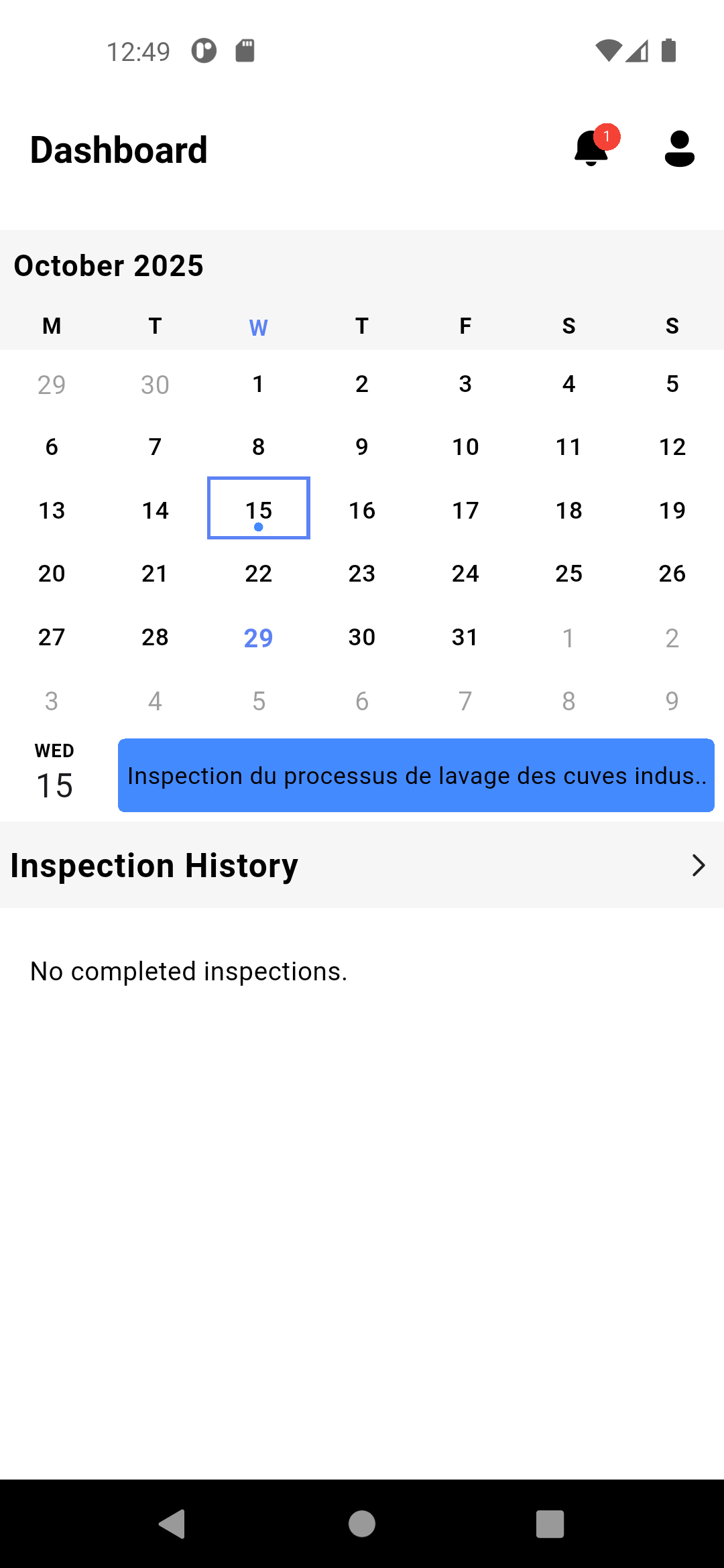 Inspection Calendar